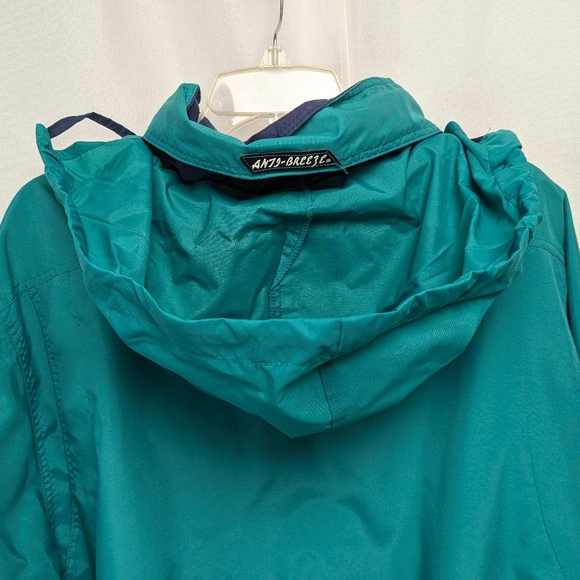 Vintage McGregor Anti-Breeze Windbreaker Jacket Blue/Teal Fold Out Hood Size 2XL - Picture 6 of 10